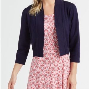 Bolero Shrug Cropped Sweater NEW Size XL Junior Navy Blue Open Front Academia
